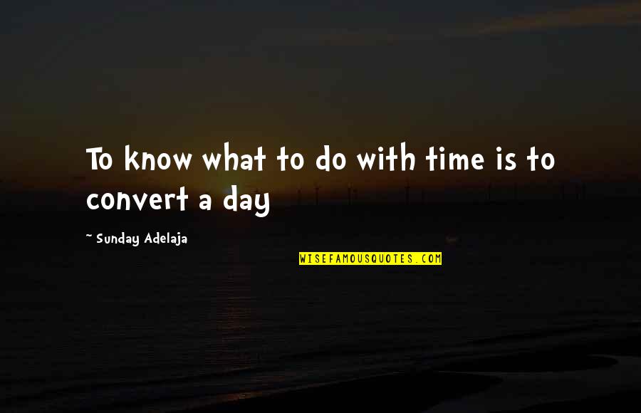 Conman's Quotes By Sunday Adelaja: To know what to do with time is