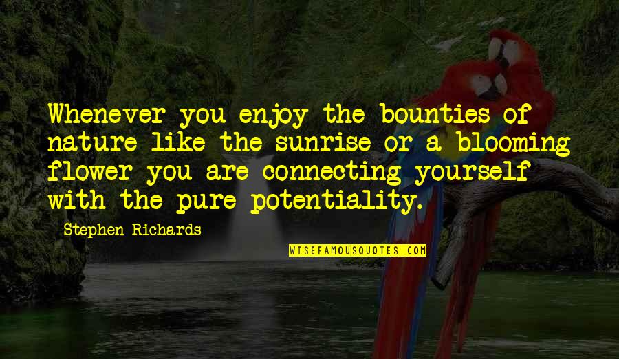 Connecting To Nature Quotes By Stephen Richards: Whenever you enjoy the bounties of nature like