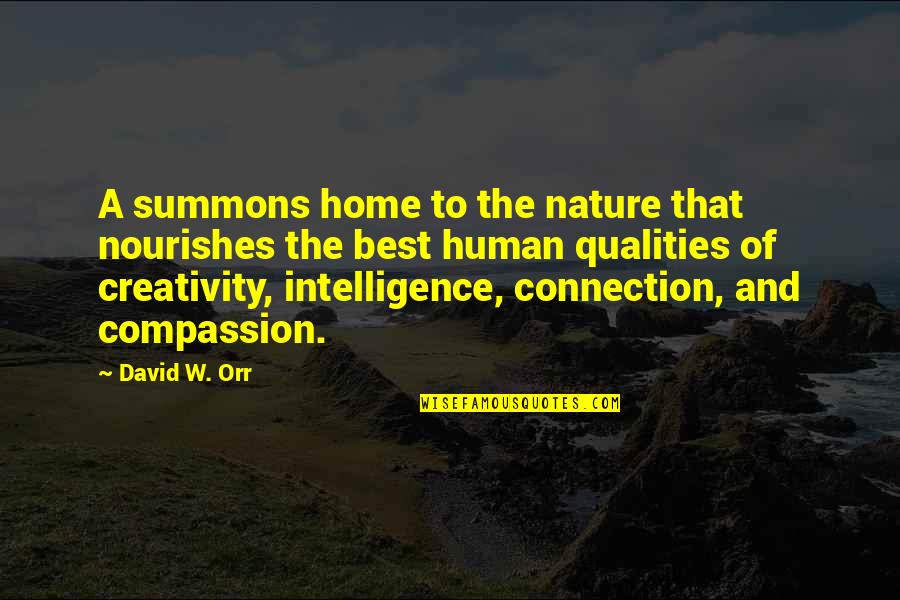 Connection To Nature Quotes By David W. Orr: A summons home to the nature that nourishes