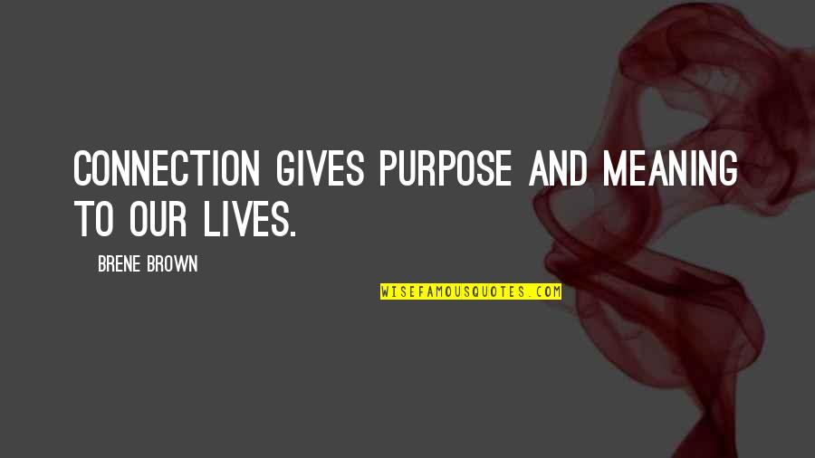 Connection To Purpose Quotes By Brene Brown: Connection gives purpose and meaning to our lives. Connection To Purpose Quotes By Brene Brown: Connection gives purpose and meaning to our lives.