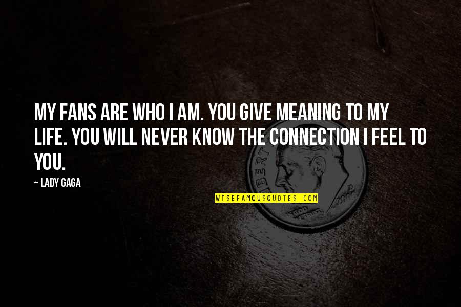 Connections In Life Quotes By Lady Gaga: My fans are who I am. You give Connections In Life Quotes By Lady Gaga: My fans are who I am. You give