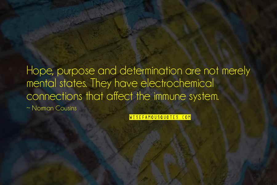 Connections Quotes By Norman Cousins: Hope, purpose and determination are not merely mental