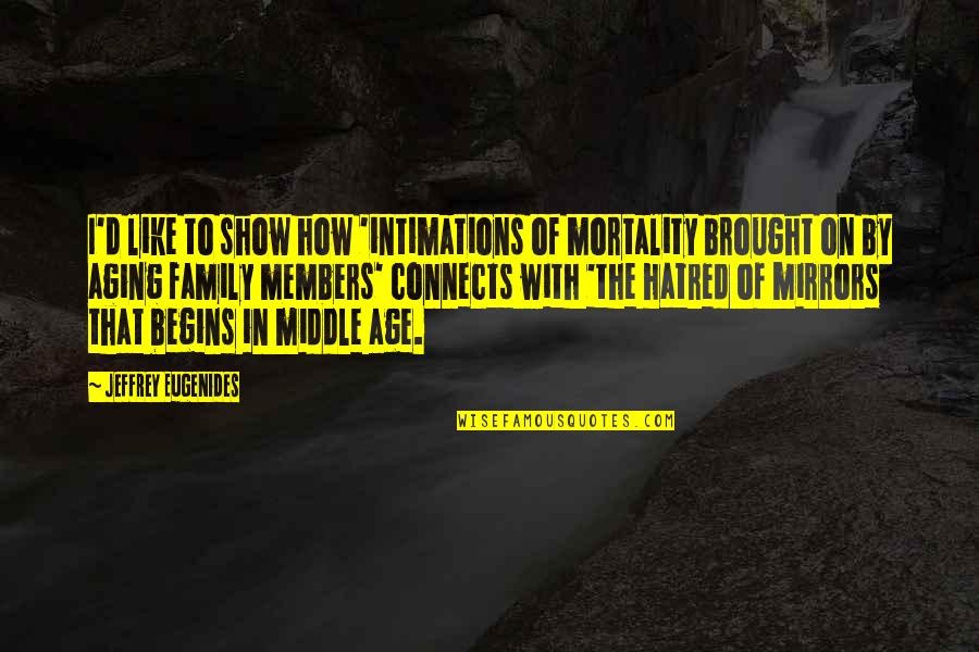 Connects Quotes By Jeffrey Eugenides: I'd like to show how 'intimations of mortality