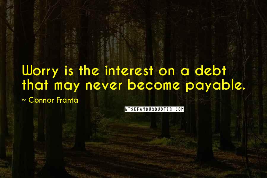 Connor Franta quotes: Worry is the interest on a debt that may never become payable.