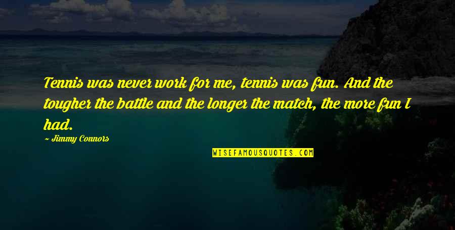 Connors Quotes By Jimmy Connors: Tennis was never work for me, tennis was Connors Quotes By Jimmy Connors: Tennis was never work for me, tennis was