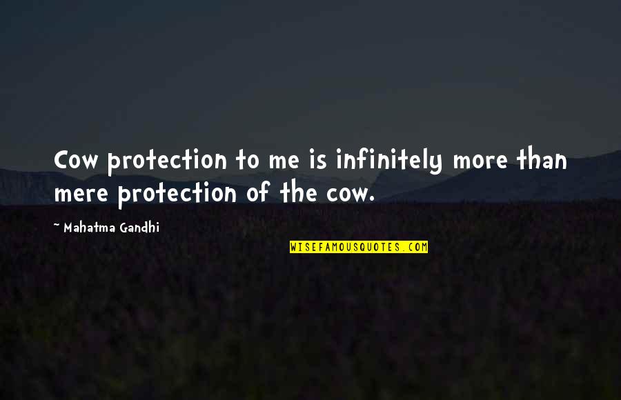 Connotacion Diccionario Quotes By Mahatma Gandhi: Cow protection to me is infinitely more than