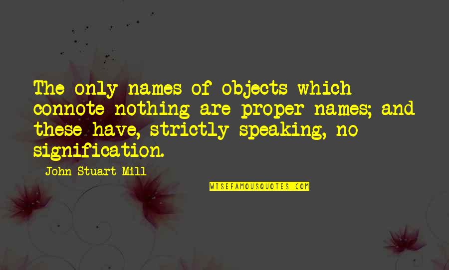 Connote Quotes By John Stuart Mill: The only names of objects which connote nothing