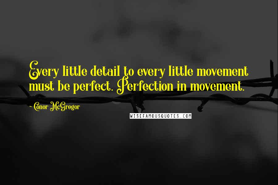 Conor McGregor quotes: Every little detail to every little movement must be perfect. Perfection in movement.