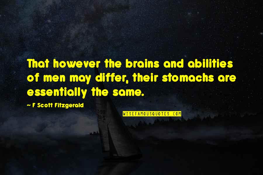 Conquering Stress Quotes By F Scott Fitzgerald: That however the brains and abilities of men