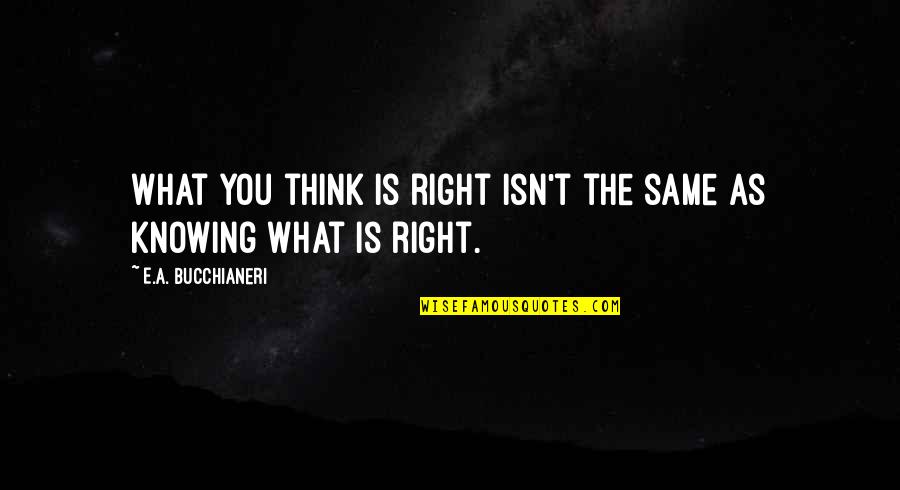 Conscience And Morality Quotes By E.A. Bucchianeri: What you think is right isn't the same