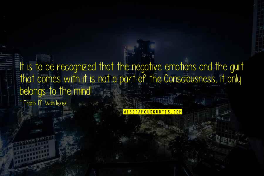 Consciousness Is Quotes By Frank M. Wanderer: It is to be recognized that the negative