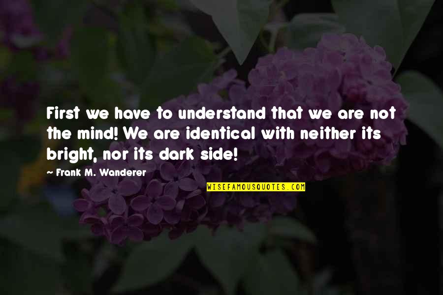 Consciousness Mind Quotes By Frank M. Wanderer: First we have to understand that we are