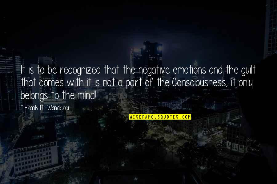 Consciousness Mind Quotes By Frank M. Wanderer: It is to be recognized that the negative