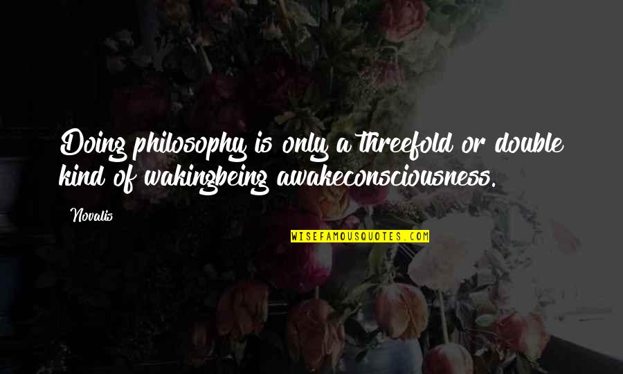 Consciousness Philosophy Quotes By Novalis: Doing philosophy is only a threefold or double