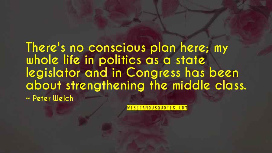 Conscious's Quotes By Peter Welch: There's no conscious plan here; my whole life