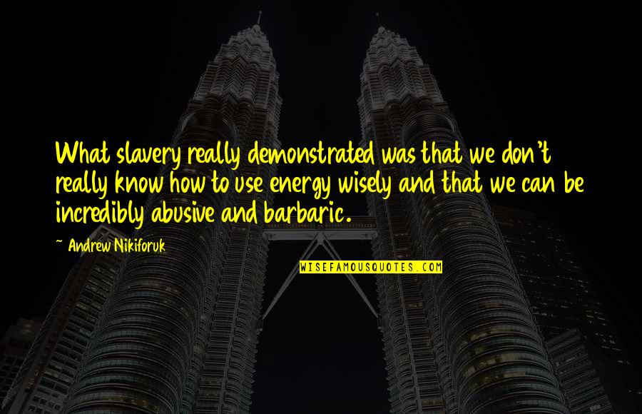 Conseiller Dorientation Quotes By Andrew Nikiforuk: What slavery really demonstrated was that we don't