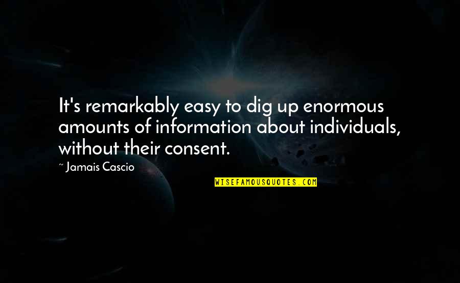 Consent Quotes By Jamais Cascio: It's remarkably easy to dig up enormous amounts Consent Quotes By Jamais Cascio: It's remarkably easy to dig up enormous amounts