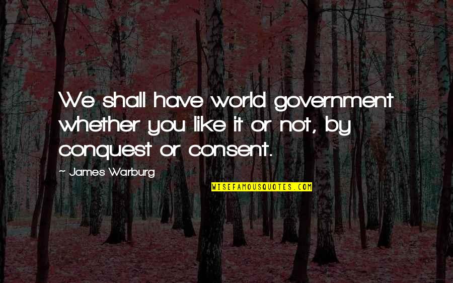 Consent Quotes By James Warburg: We shall have world government whether you like
