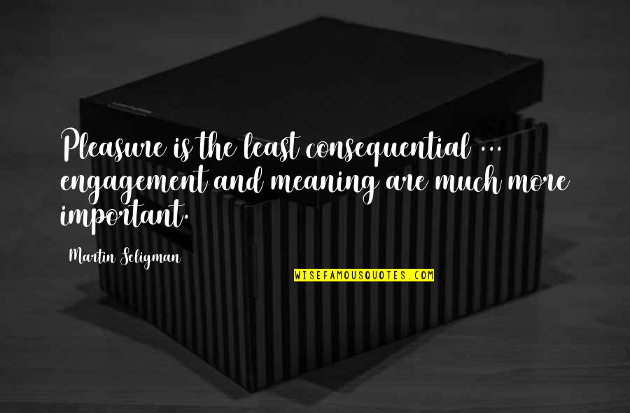 Consequential Quotes By Martin Seligman: Pleasure is the least consequential ... engagement and