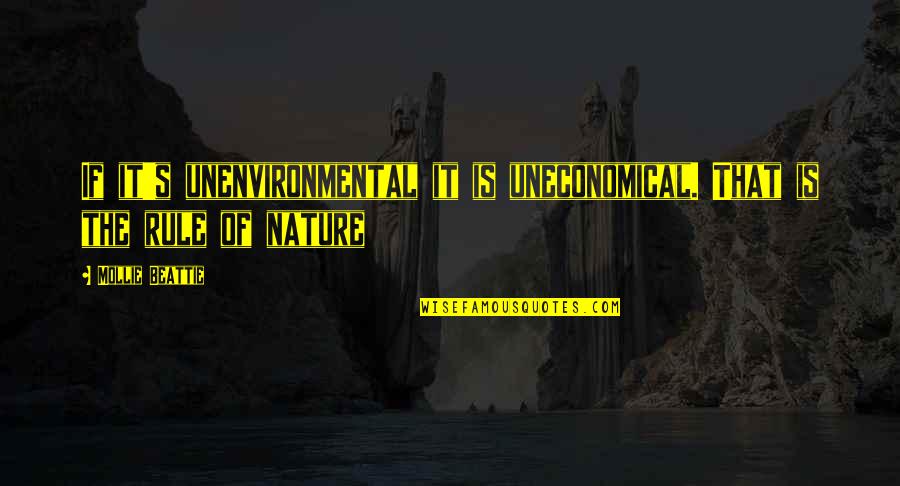 Conservation Of Nature Quotes By Mollie Beattie: If it's unenvironmental it is uneconomical. That is