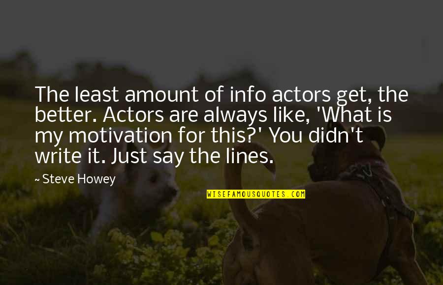 Conservation Of Plants And Animals Quotes By Steve Howey: The least amount of info actors get, the