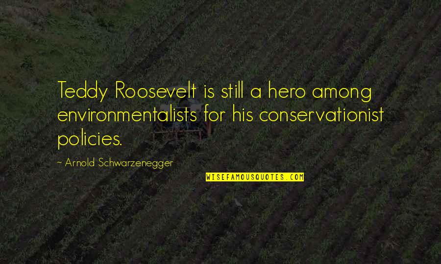 Conservationist Quotes By Arnold Schwarzenegger: Teddy Roosevelt is still a hero among environmentalists