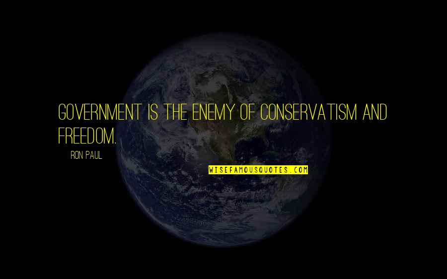 Conservatism Quotes By Ron Paul: Government is the enemy of conservatism and freedom.