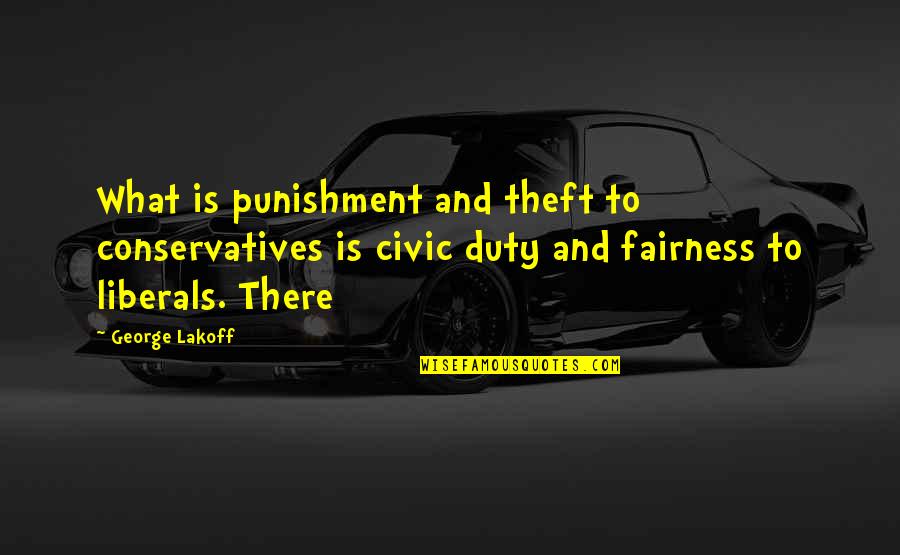 Conservatives And Liberals Quotes By George Lakoff: What is punishment and theft to conservatives is