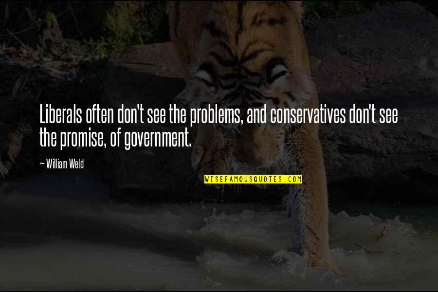 Conservatives And Liberals Quotes By William Weld: Liberals often don't see the problems, and conservatives