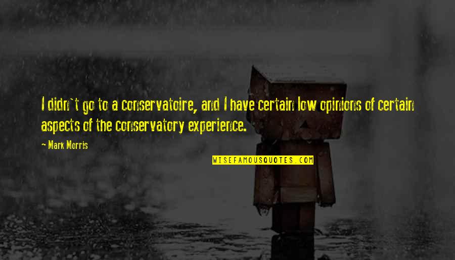 Conservatory's Quotes By Mark Morris: I didn't go to a conservatoire, and I Conservatory's Quotes By Mark Morris: I didn't go to a conservatoire, and I