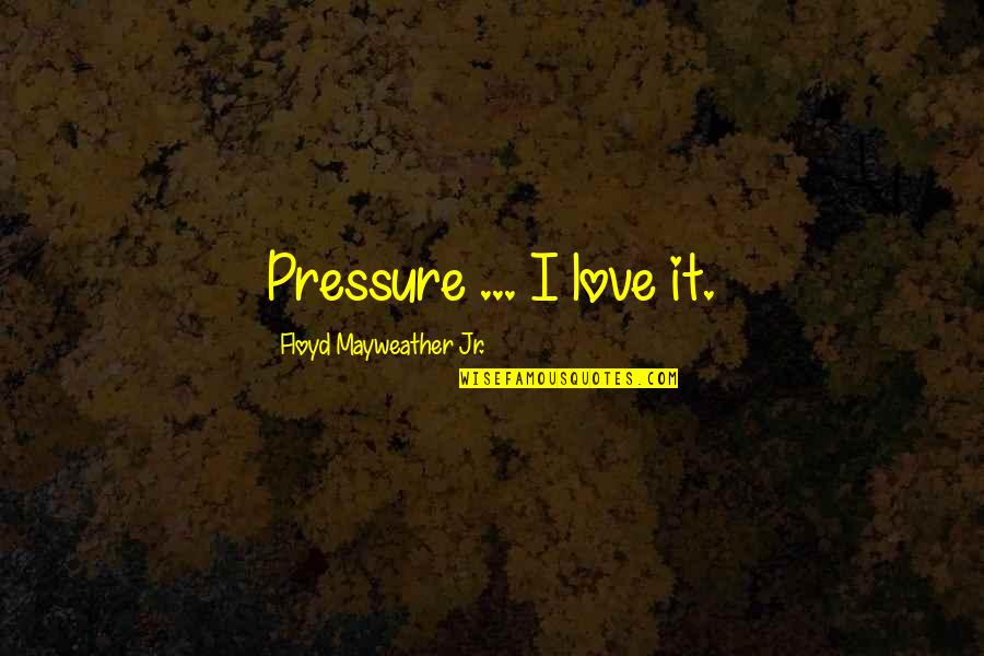 Conserving The Ecosystems Quotes By Floyd Mayweather Jr.: Pressure ... I love it.