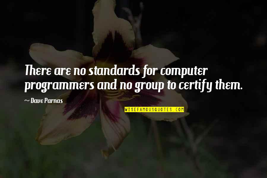 Consigamos In English Quotes By Dave Parnas: There are no standards for computer programmers and