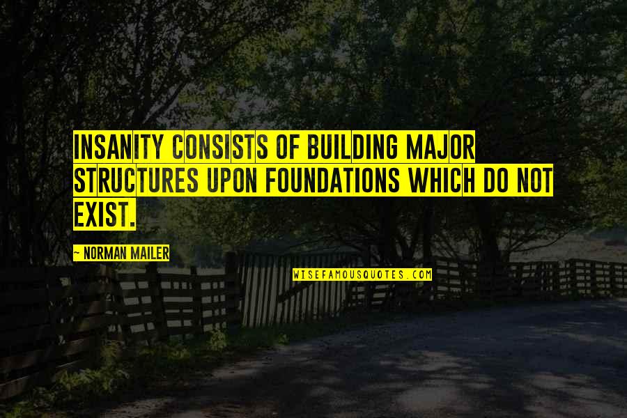 Consistency In Sports Quotes By Norman Mailer: Insanity consists of building major structures upon foundations