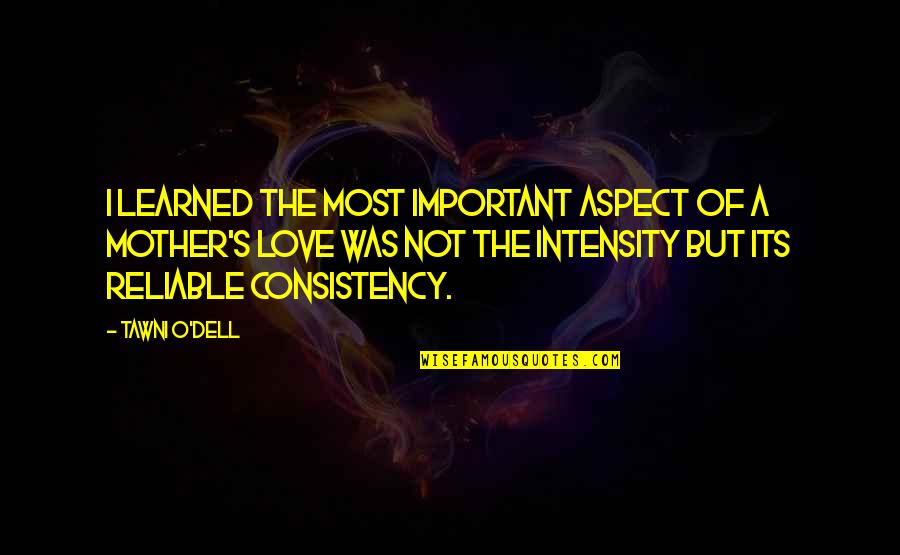 Consistency Over Intensity Quotes By Tawni O'Dell: I learned the most important aspect of a