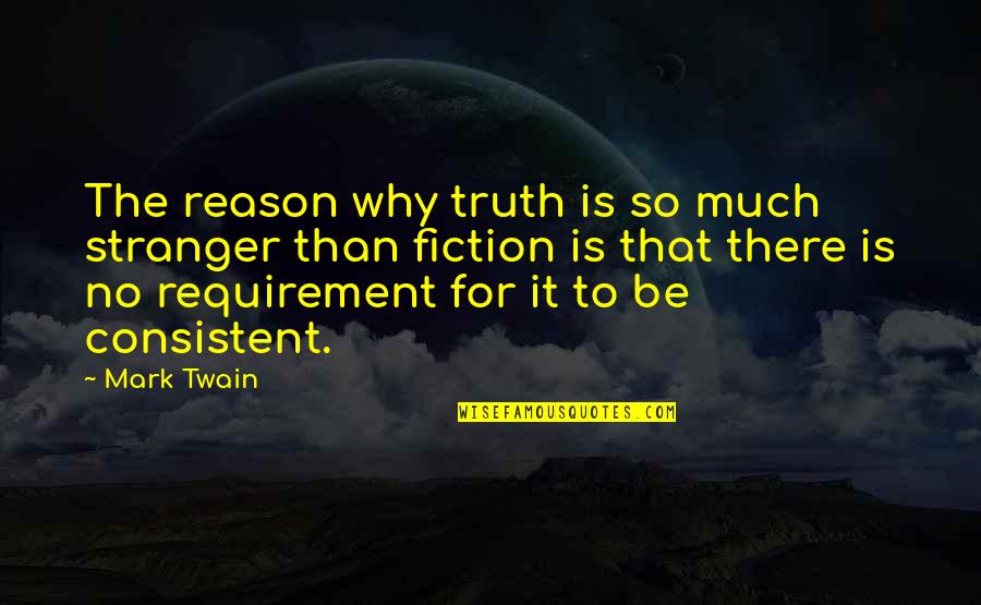 Consistent Quotes By Mark Twain: The reason why truth is so much stranger