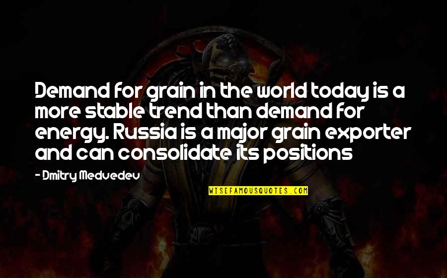 Consolidate Quotes By Dmitry Medvedev: Demand for grain in the world today is