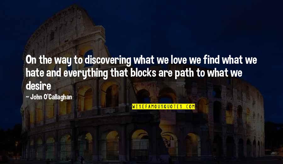 Consolidation Quote Quotes By John O'Callaghan: On the way to discovering what we love Consolidation Quote Quotes By John O'Callaghan: On the way to discovering what we love