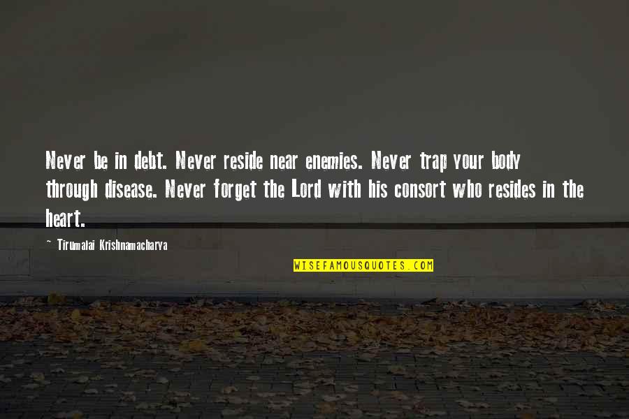 Consort's Quotes By Tirumalai Krishnamacharya: Never be in debt. Never reside near enemies.
