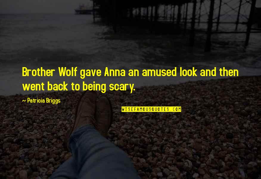 Conspiratorial Quotes By Patricia Briggs: Brother Wolf gave Anna an amused look and