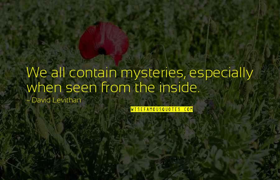 Constance Hatchaway Quotes By David Levithan: We all contain mysteries, especially when seen from