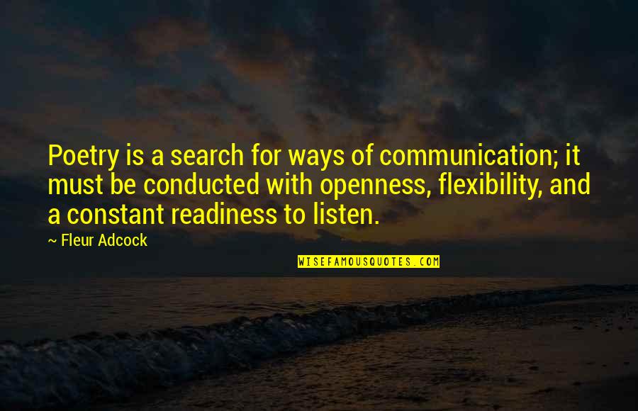 Constant Communication Quotes By Fleur Adcock: Poetry is a search for ways of communication;