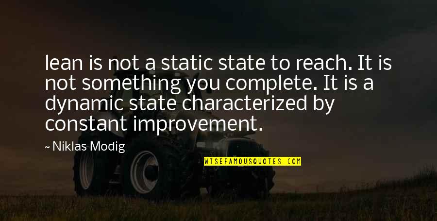 Constant Improvement Quotes By Niklas Modig: lean is not a static state to reach.