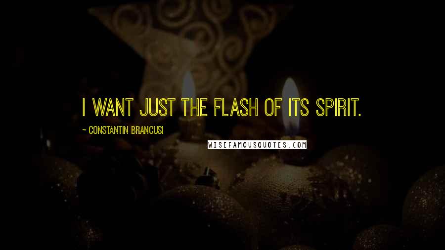 Constantin Brancusi quotes: I want just the flash of its spirit.