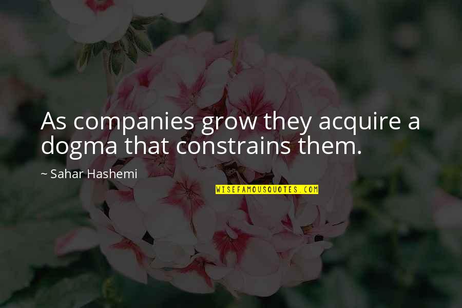 Constrains Quotes By Sahar Hashemi: As companies grow they acquire a dogma that