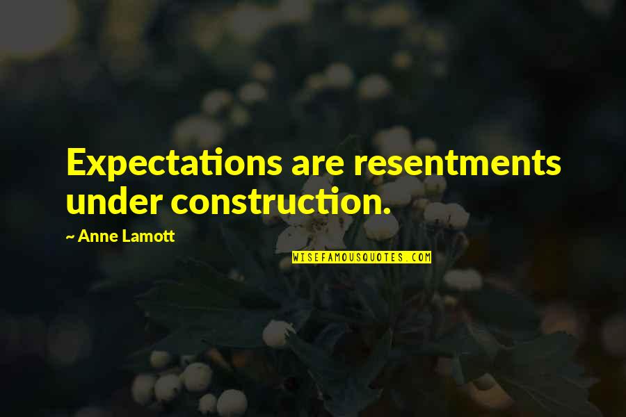 Construction Quotes By Anne Lamott: Expectations are resentments under construction.