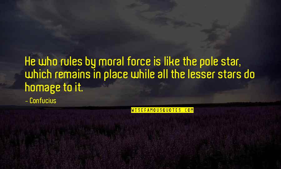 Construction Themed Quotes By Confucius: He who rules by moral force is like