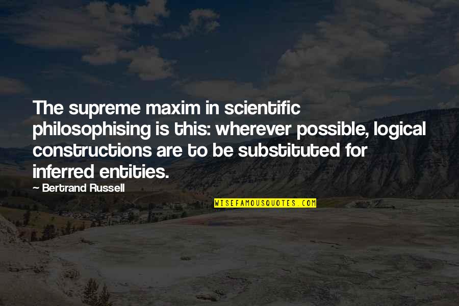 Constructions Quotes By Bertrand Russell: The supreme maxim in scientific philosophising is this: