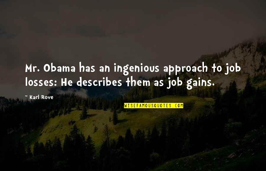 Constructive And Destructive Quotes By Karl Rove: Mr. Obama has an ingenious approach to job