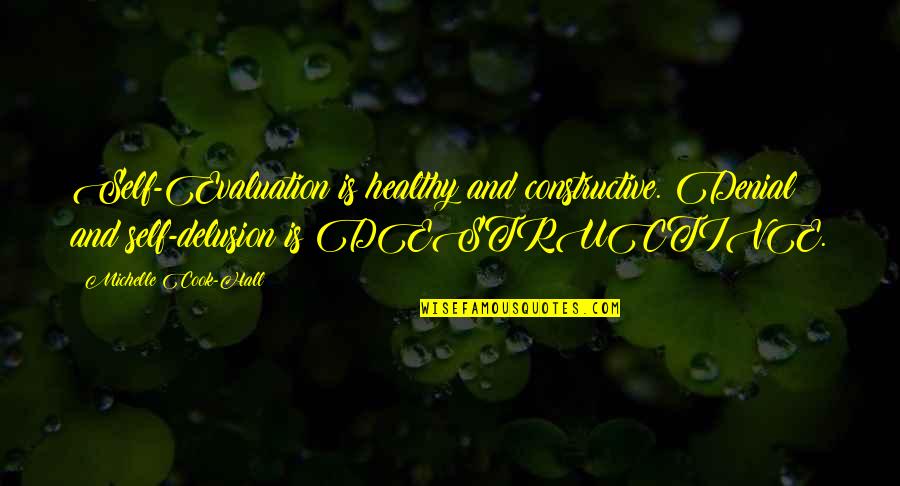 Constructive And Destructive Quotes By Michelle Cook-Hall: Self-Evaluation is healthy and constructive. Denial and self-delusion