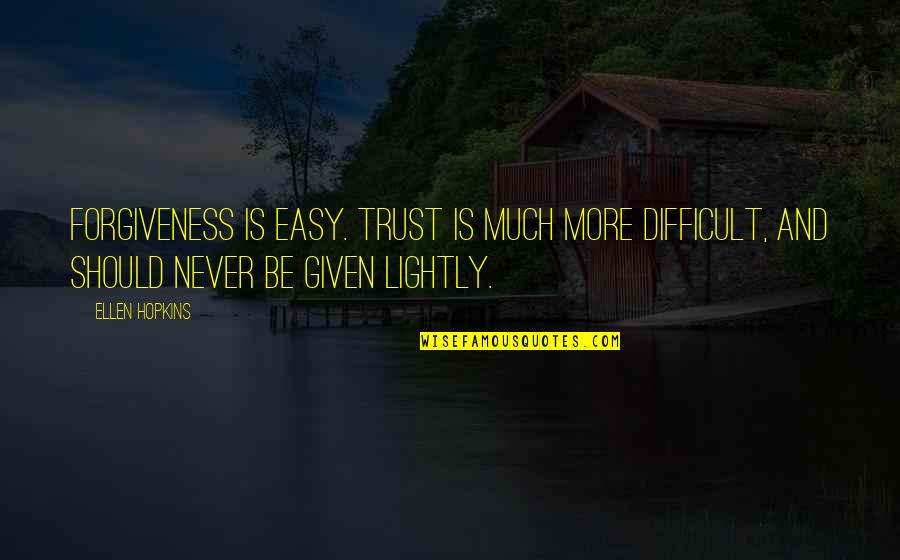 Consuelito Letra Quotes By Ellen Hopkins: Forgiveness is easy. Trust is much more difficult, Consuelito Letra Quotes By Ellen Hopkins: Forgiveness is easy. Trust is much more difficult,